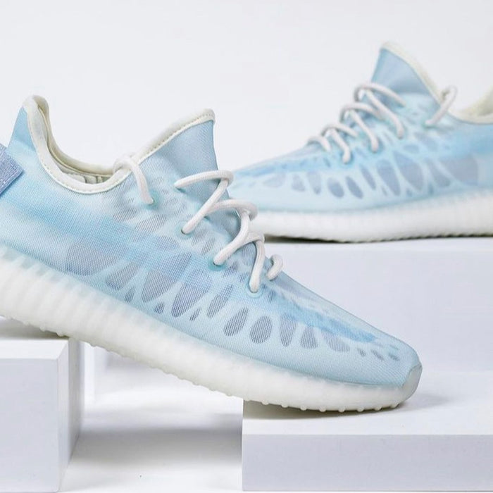Close look at the adidas Yeezy Boost 350 V2 "Mono Ice" - After Burn